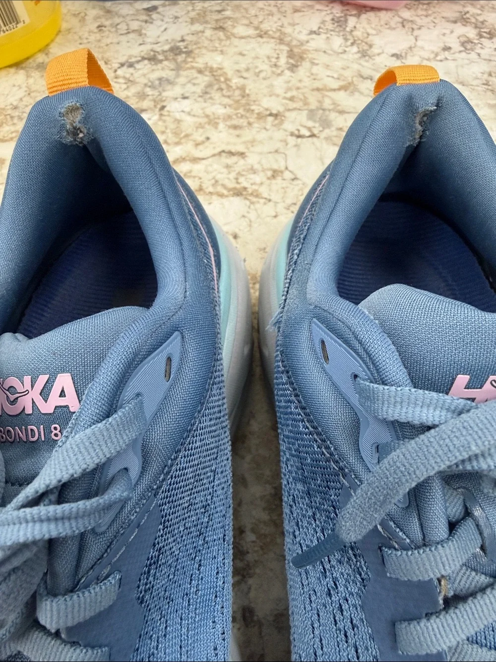 Hoka Women's Slate Blue Athletic Sneakers with Pink Logo